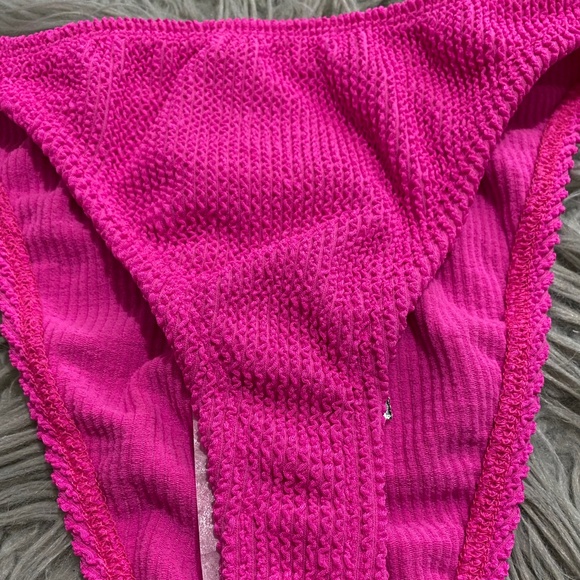 GOOD AMERICAN WOMEN’s CRINKLE GOOD WAIST BIKINI BOTTOM HAWAIIAN PINK Sz- 00/0 - Picture 4 of 6